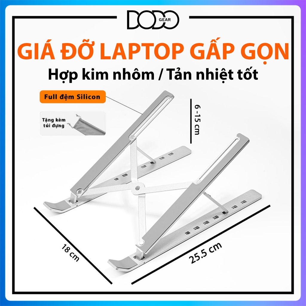 Giá đỡ laptop nhôm có thể gấp gọn điều chỉnh được độ cao giúp tản...