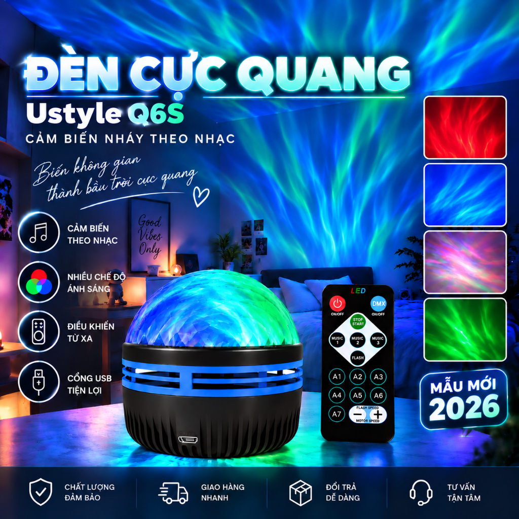 Đèn GALAXY Cực Quang UStyle Q6S Chiếu Bầu Trời Cực Quang Trang Trí,...