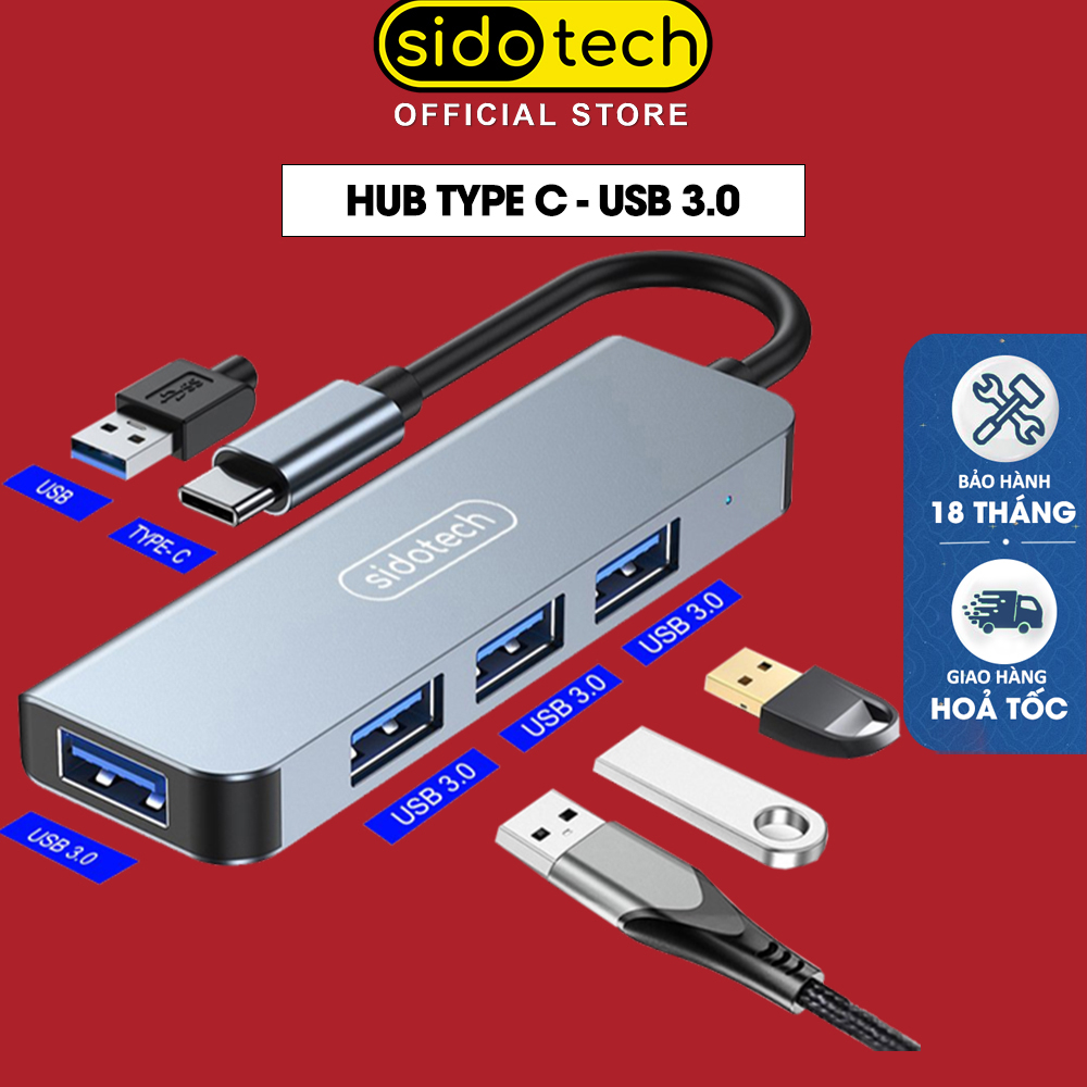 HUB Type C và HUB USB 3.0 tốc độ cao SIDOTECH cổng chia usb mở rộng...
