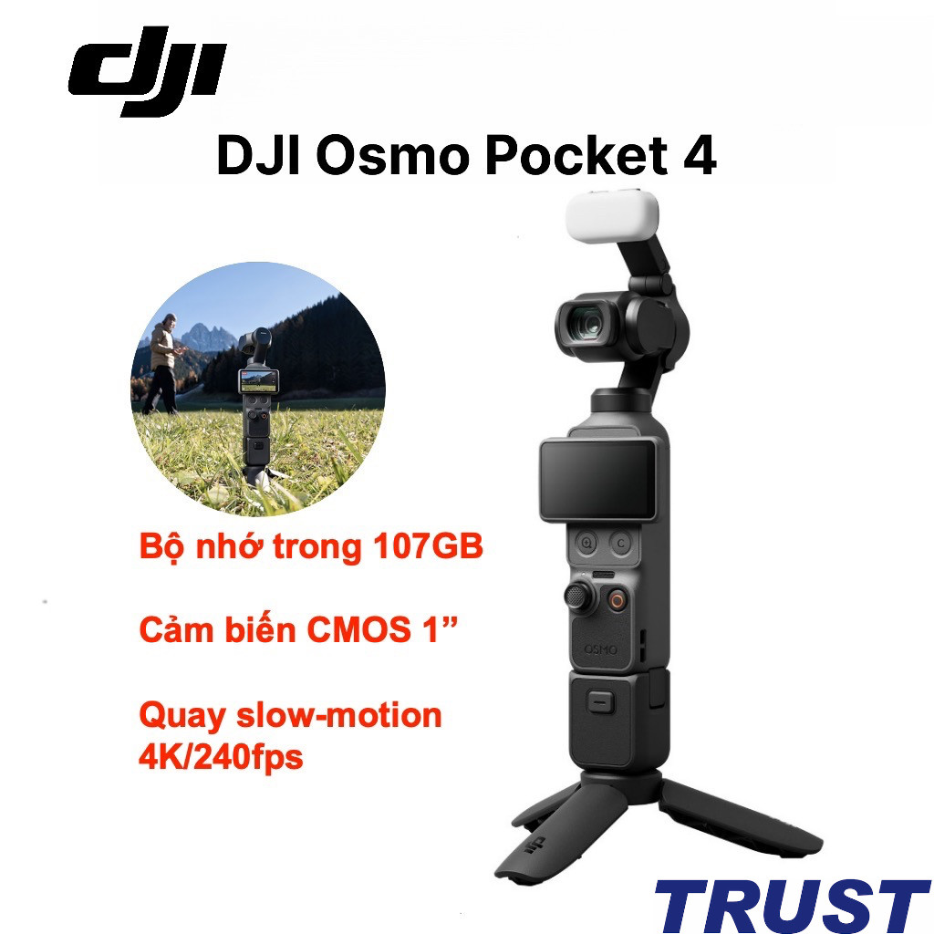 Camera DJI Osmo Pocket 4 - Quay video 4K, ActiveTrack 7.0, CMOS...