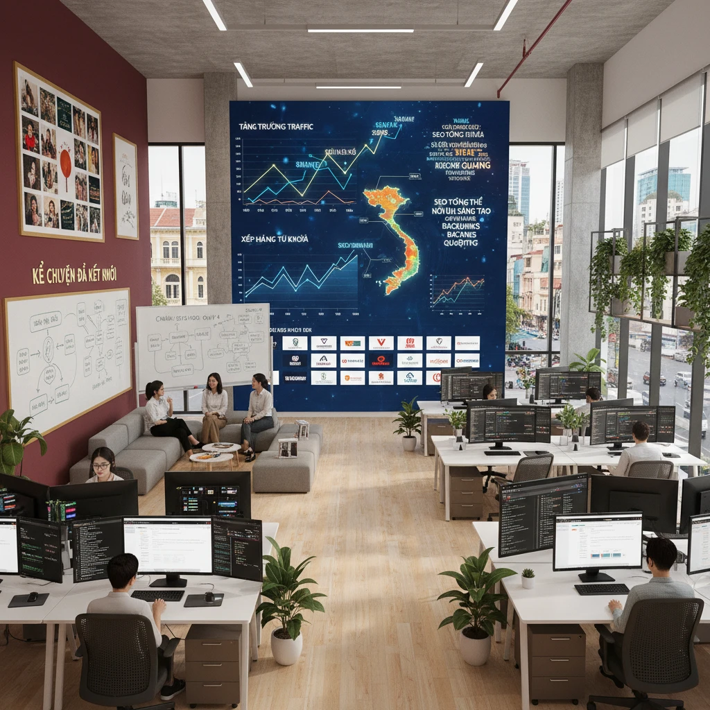 Ảnh văn phòng tiếp thị số tại Việt Nam minh họa tác động SEO.