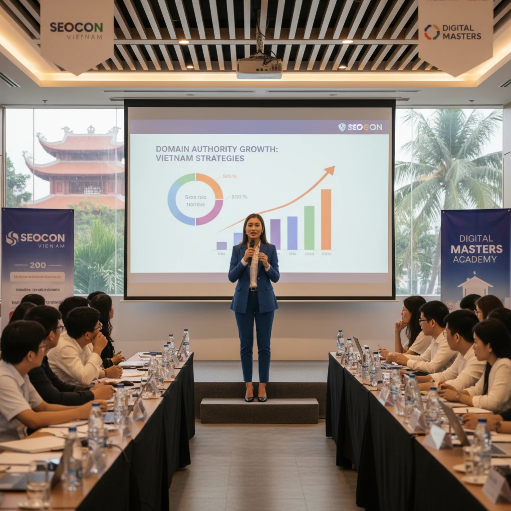 Chuyên gia SEO trình bày chiến lược tại hội thảo.