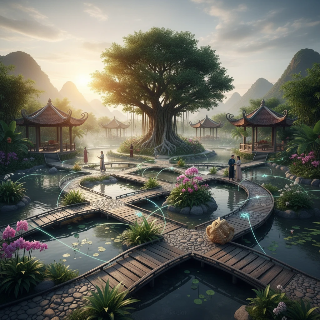 Hình ảnh cảnh quan Việt Nam thể hiện kết nối mạng lưới.