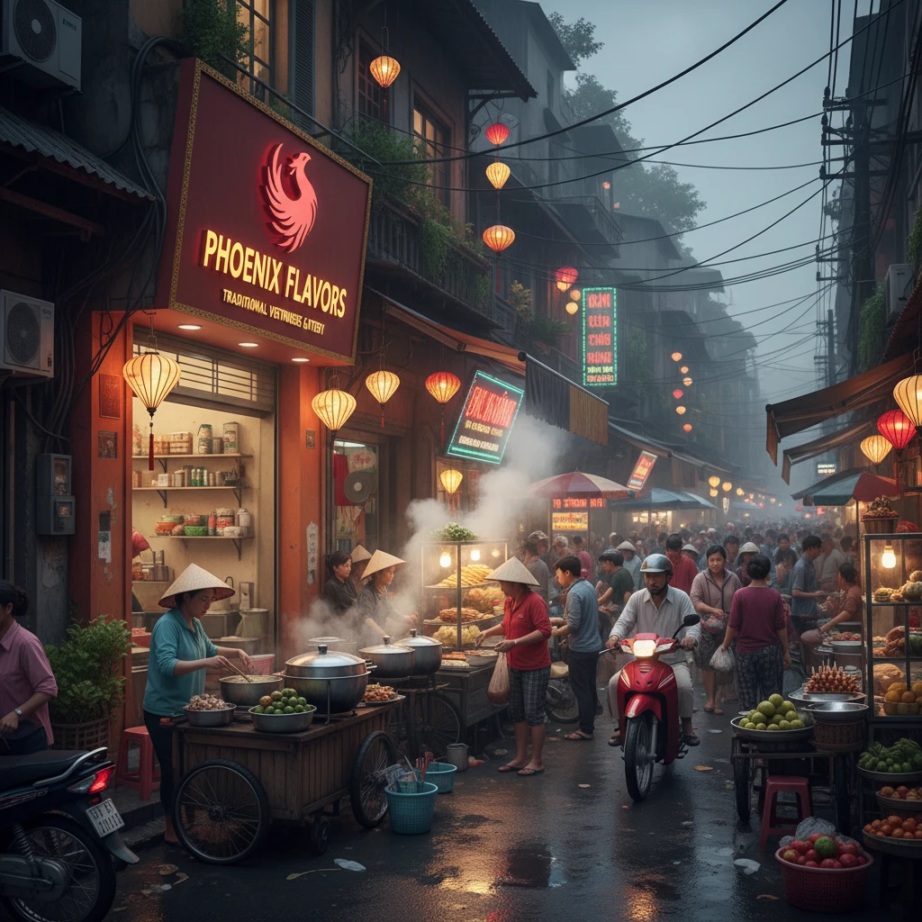 Logo thương hiệu tại chợ Việt Nam.