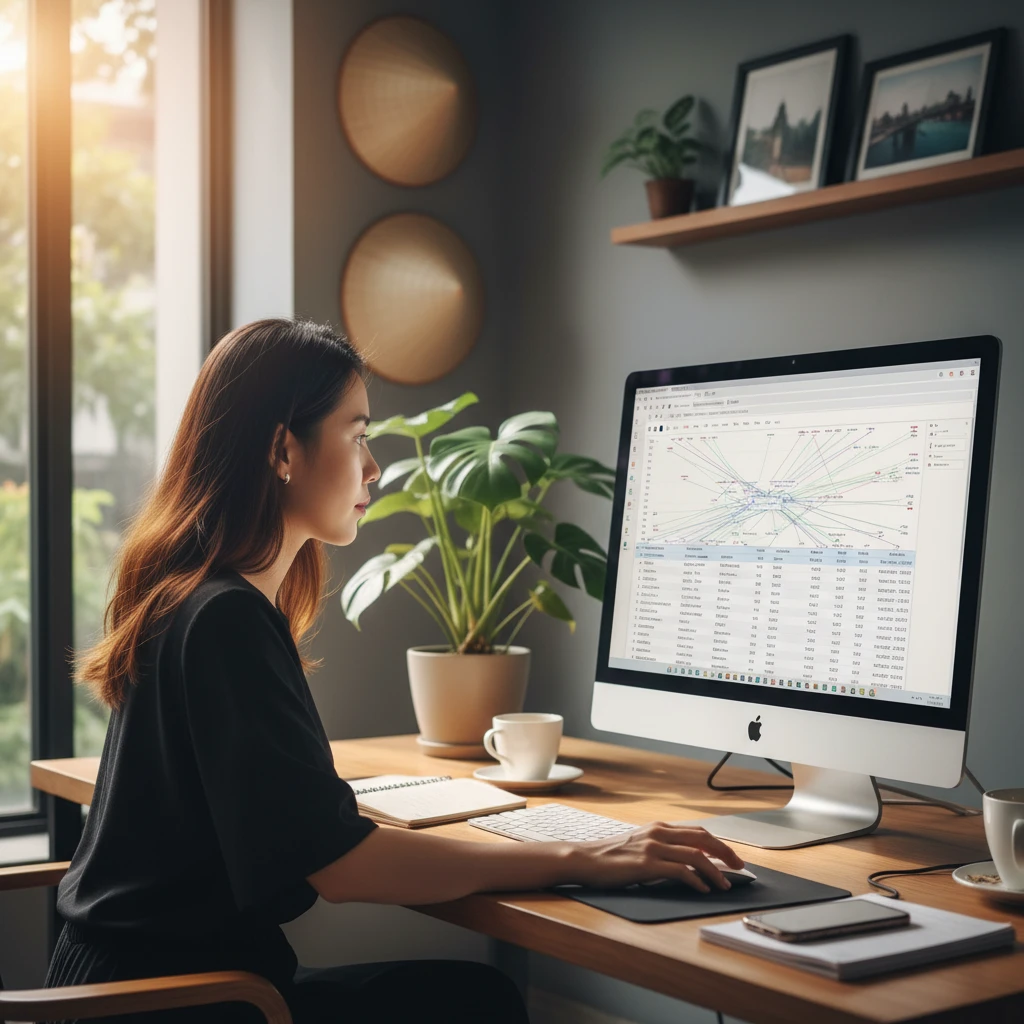 Phân tích backlink chất lượng trên màn hình máy tính