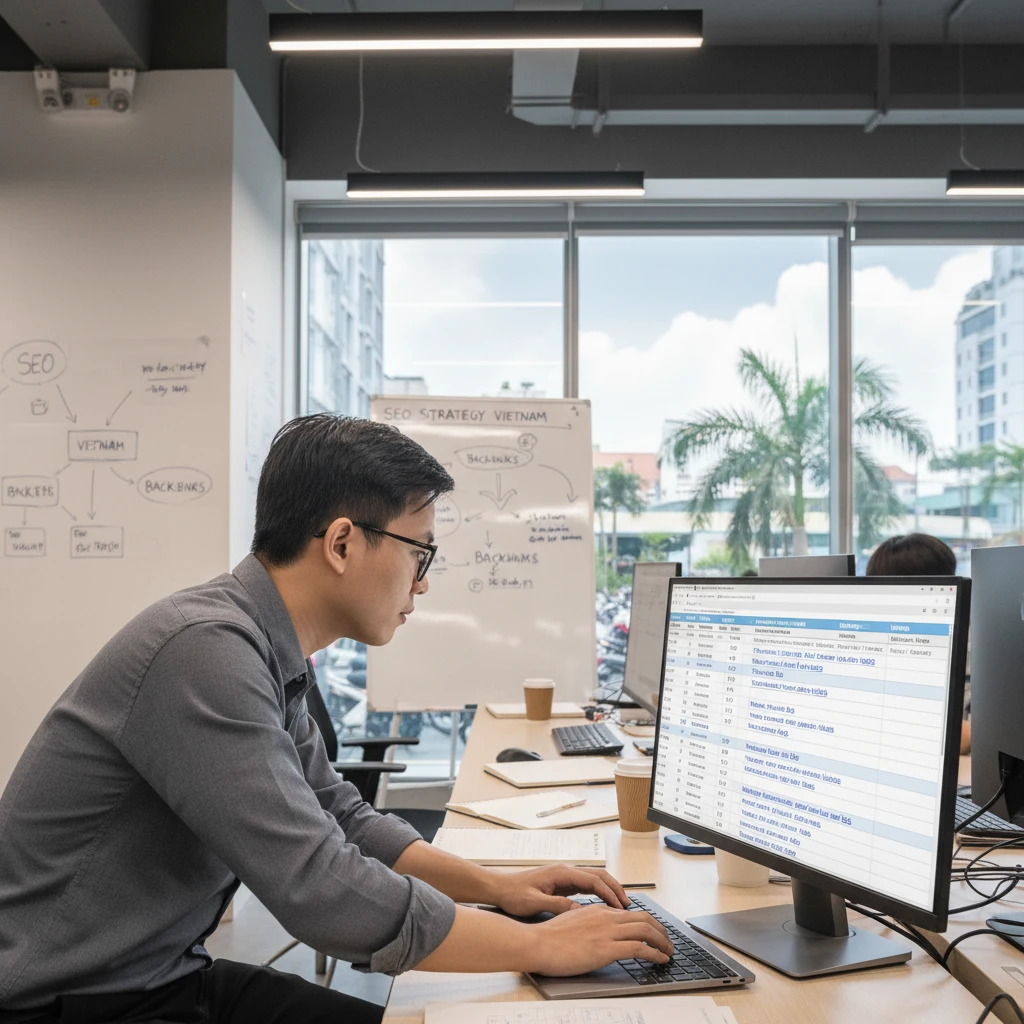 Phân tích chiến lược SEO với anchor text backlink.